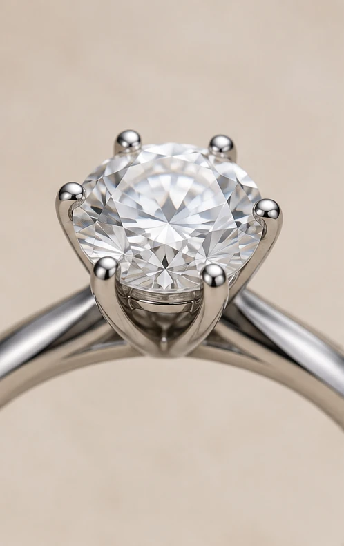 Close-up of solitaire prongs