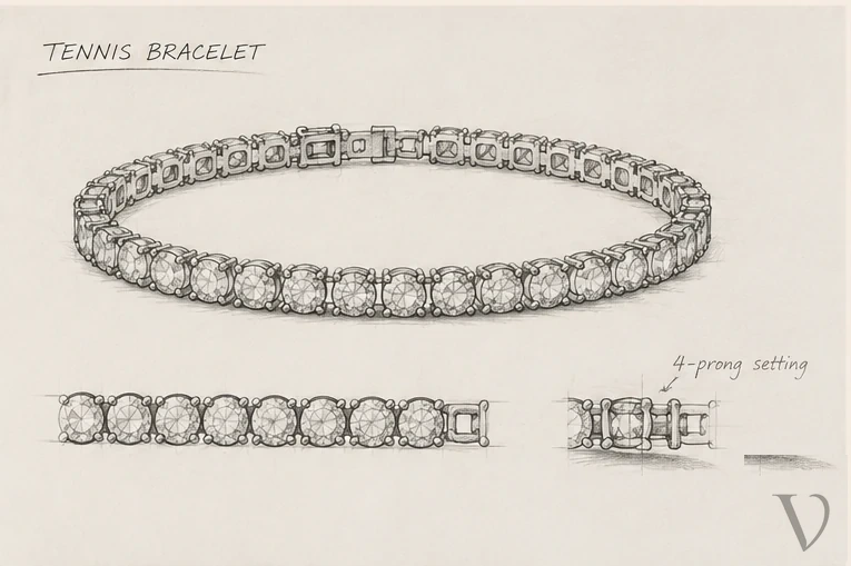 Tennis bracelet design sketch