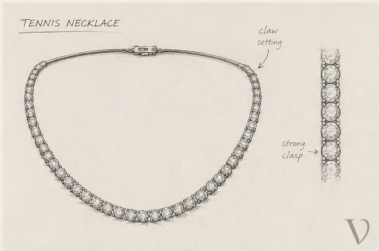 Tennis necklace design sketch